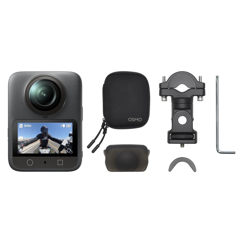 DJI Osmo 360 Motorcycle Handlebar POV Combo, 360 Camera With 1-Inch 360° Imaging, 170° FOV, Native 8K 360° Video, Magnetic Quick-Release, Heavy-Duty Mount for Handlebar View, Action Camera for Riders