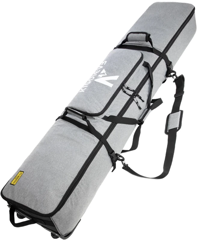 Kioqiear Rolling Ski Bag with Wheels for Air Travel,Padded Double Ski Bag to Hold 2 Pairs of Skis up to 175 or 190 cm. (Grey, 175cm)