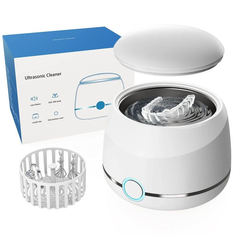 U-VKK Ultrasonic Retainer Cleaner, 45 KHz high-Frequency Retainer Cleaner with Two Modes, Suitable for Orthodontic appliances, Braces, dentures, Toothbrush Heads, Jewelry, etc