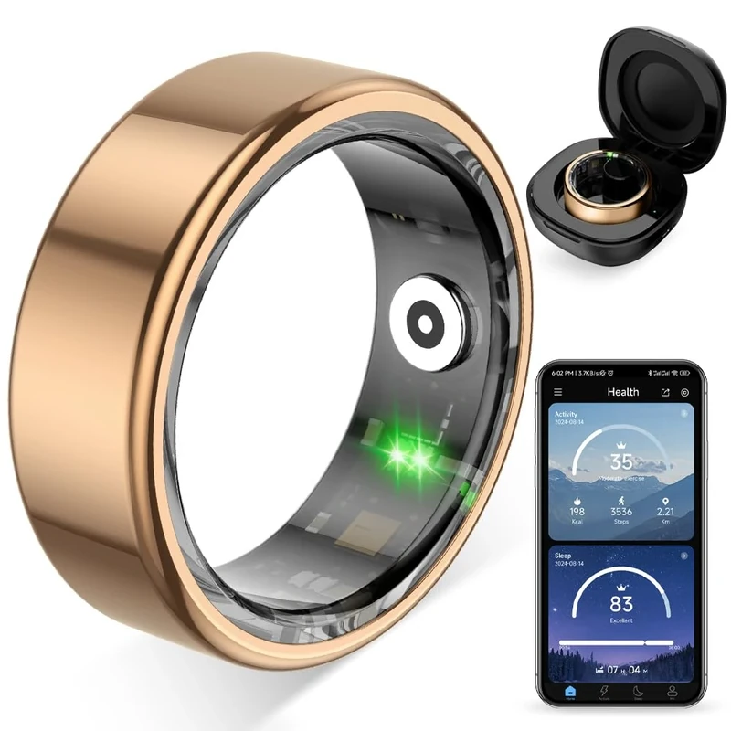 COLMI R02 Smart Ring, a Smart Ring for Women and Men, with a Charging case, Supports Heart Rate, Blood Oxygen, Sleep Health Monitoring, and Sports Tracking Ring. (Rose Gold, 8#) - Image 1