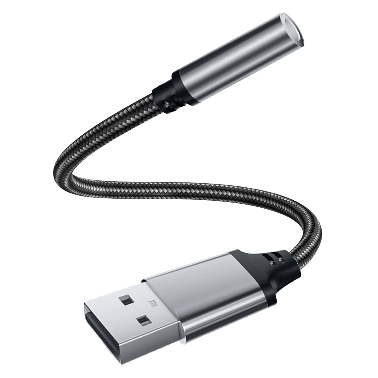 1 Pcs USB to 3.5mm Jack Audio Adapter, External Sound Card USB-A to Audio Jack Adapter, TRRS Aux Headset Built-in DAC Chip Stereo Converter Compatible with PC, Laptop, Tablet, Headphone, PS4