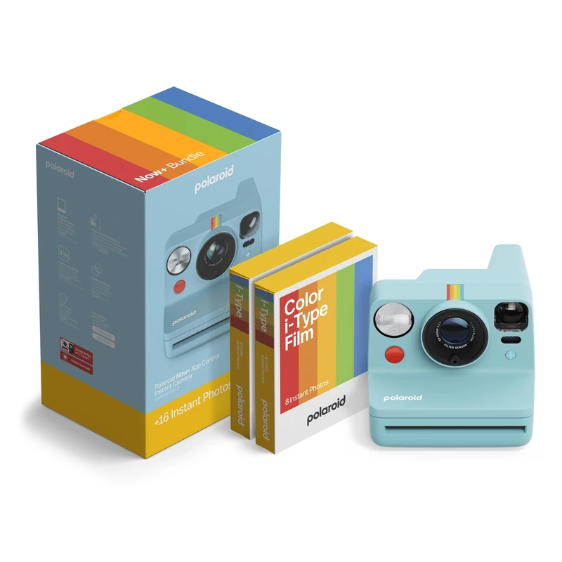 Polaroid - Instant Camera - NOW+ Gen3 - Artic Blue + Color Film Bundle (16 photos)