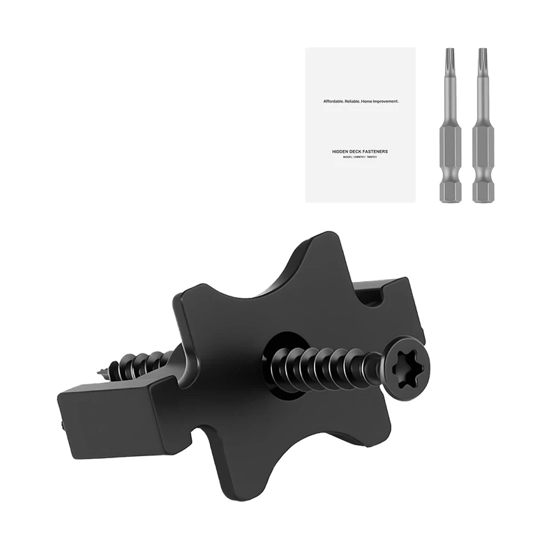 VEVOR 900PCS Hidden Deck Fasteners for Composite Decking Board, Universal Composite T Clips & Plastic Hidden Fasteners with Metal Screws,Polypropylene PP Clips Works with 6.5 mm Gaps, Black