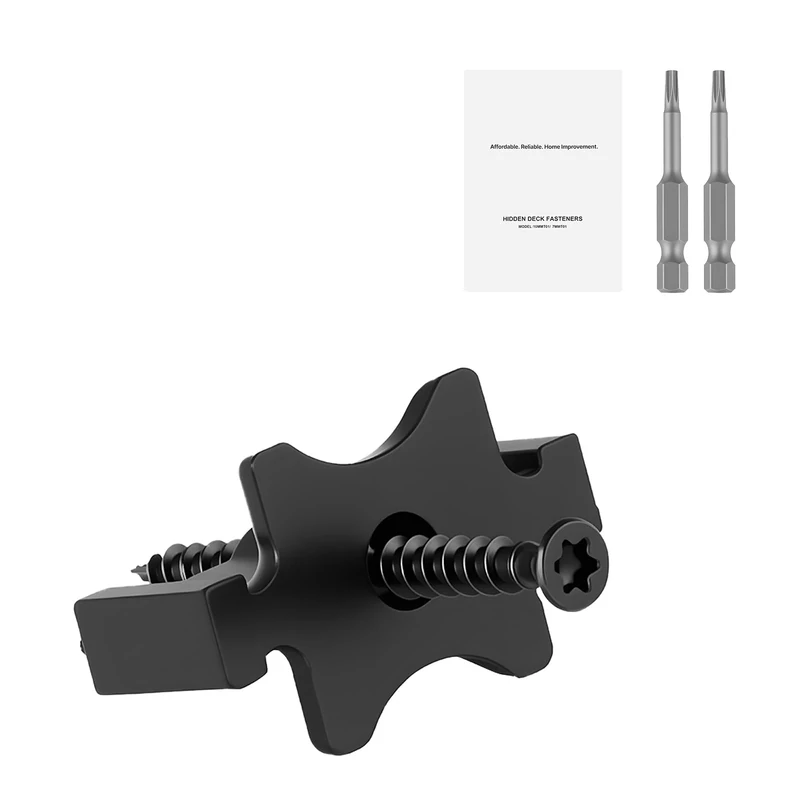 VEVOR 1000PCS Hidden Deck Fasteners for Composite Decking Board, Universal Composite T Clips & Plastic Hidden Fasteners with Metal Screws,Polypropylene PP Clips Works with 6.5 mm Gaps, Black