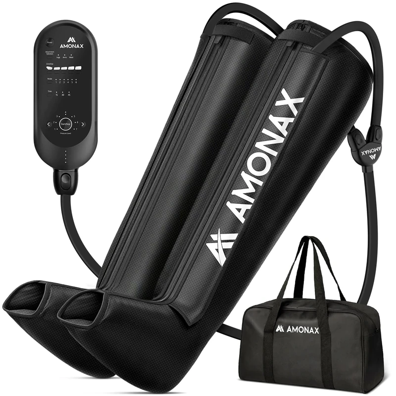 Amonax Leg Compression Boots, Leg Massagers for Pain and Circulation, Full-Leg Recovery System with Pressure Sensor, Foot, Calf & Thigh Air Therapy, Pressure Massage Machine for Relief