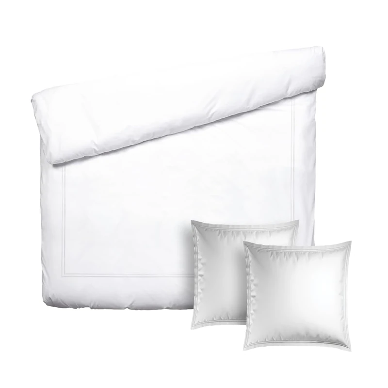 Pure Cotton 3-Piece Double Bedding Set - Duvet Cover 240 x 220 cm & 2 Pillowcases 63 x 63 cm - 100% Cotton Satin, 80 Thread Count, 120 GSM - Oeko-TEX Certified - Silhouette - White/White