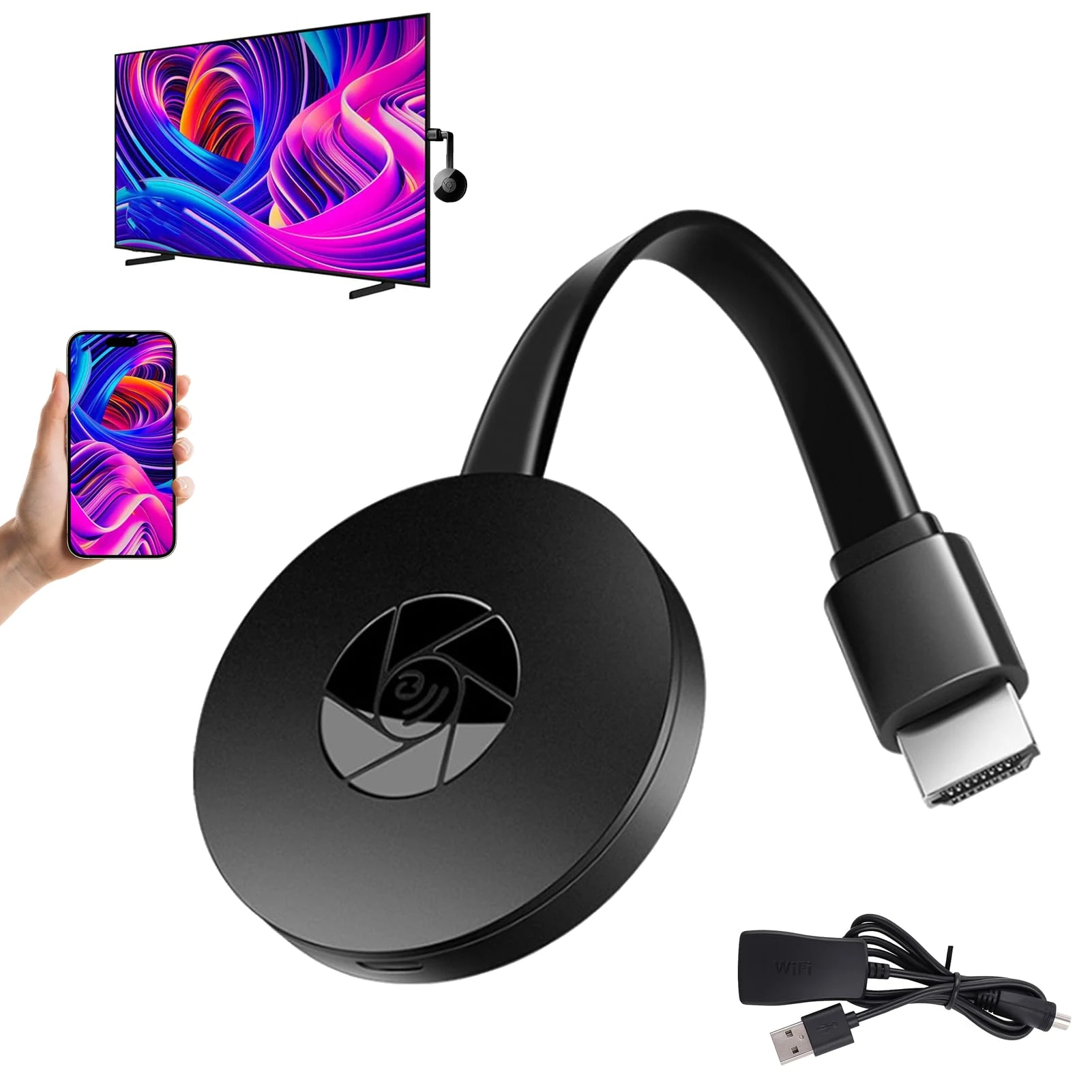 HDMI Wireless Display Adapter,4K/1080P Screen Mirroring Dongle with Dual H.265 Decode, Wifi Dongle for Tv Compatible with Android/iOS/Windows/Mac,Plug And Play Streaming Device