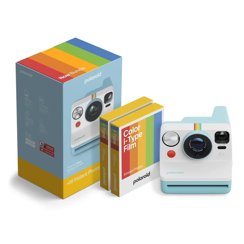 Polaroid - Instant Camera - NOW Gen3 - Artic Blue + Color Film Bundle (16 photos)