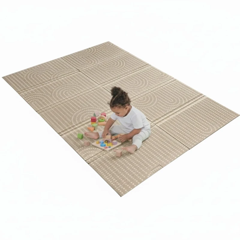 BÉABA, XXL Motor Skills Mat 200x150 cm, Reversible Play Mat, 1.5 cm High-Density Foam, Waterproof, Easy to Clean, Foldable with Carry Bag, Play Life/Arch