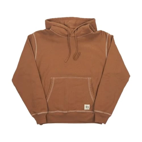 Stussy Pre-Loved Contrast Stitch Label Hoodie Brown