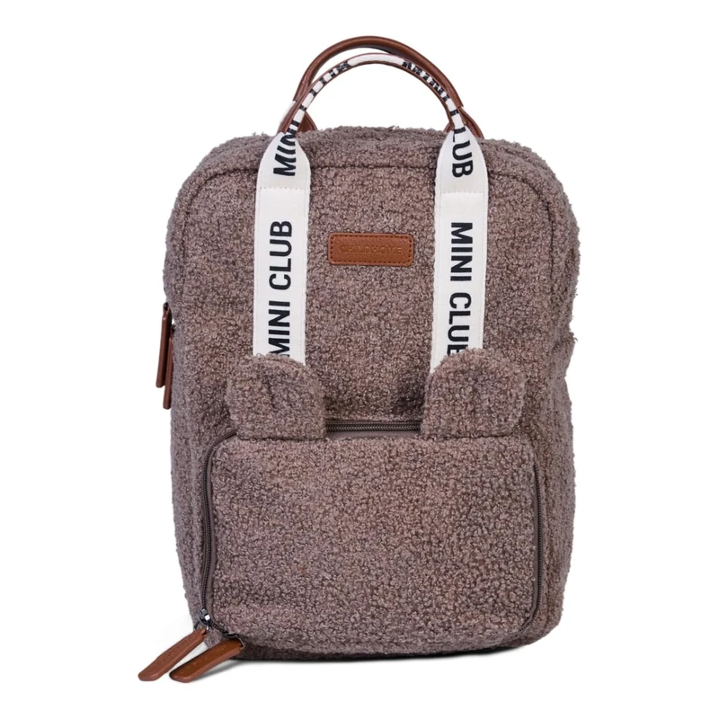 CHILDHOME, Backpack, Baby, Children's Backpack, Nursery School Bag, Insulated Pouch, Lunch Box Compartment, Sturdy, Cotton Material, My First Bag, 7L, Mini Club Urban, Brown Teddy - Image 1