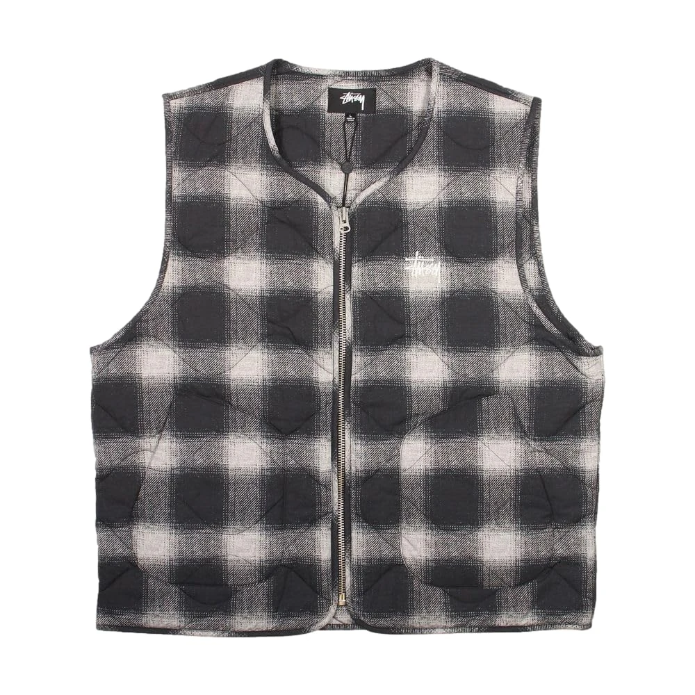 Stussy Pre-Loved Plaid Nylon Liner Vest Multicoloured