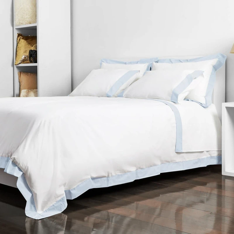 Catherine Lansfield Camalisa White/Blue Duvet Cover Set 240x220+50x70(2), Cotton - Image 1