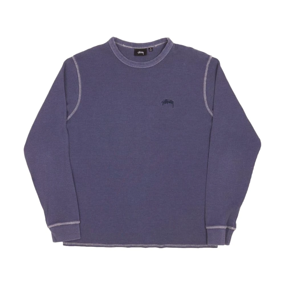 Stussy Pre-Loved Waffle Mini Logo Longsleeve Blue
