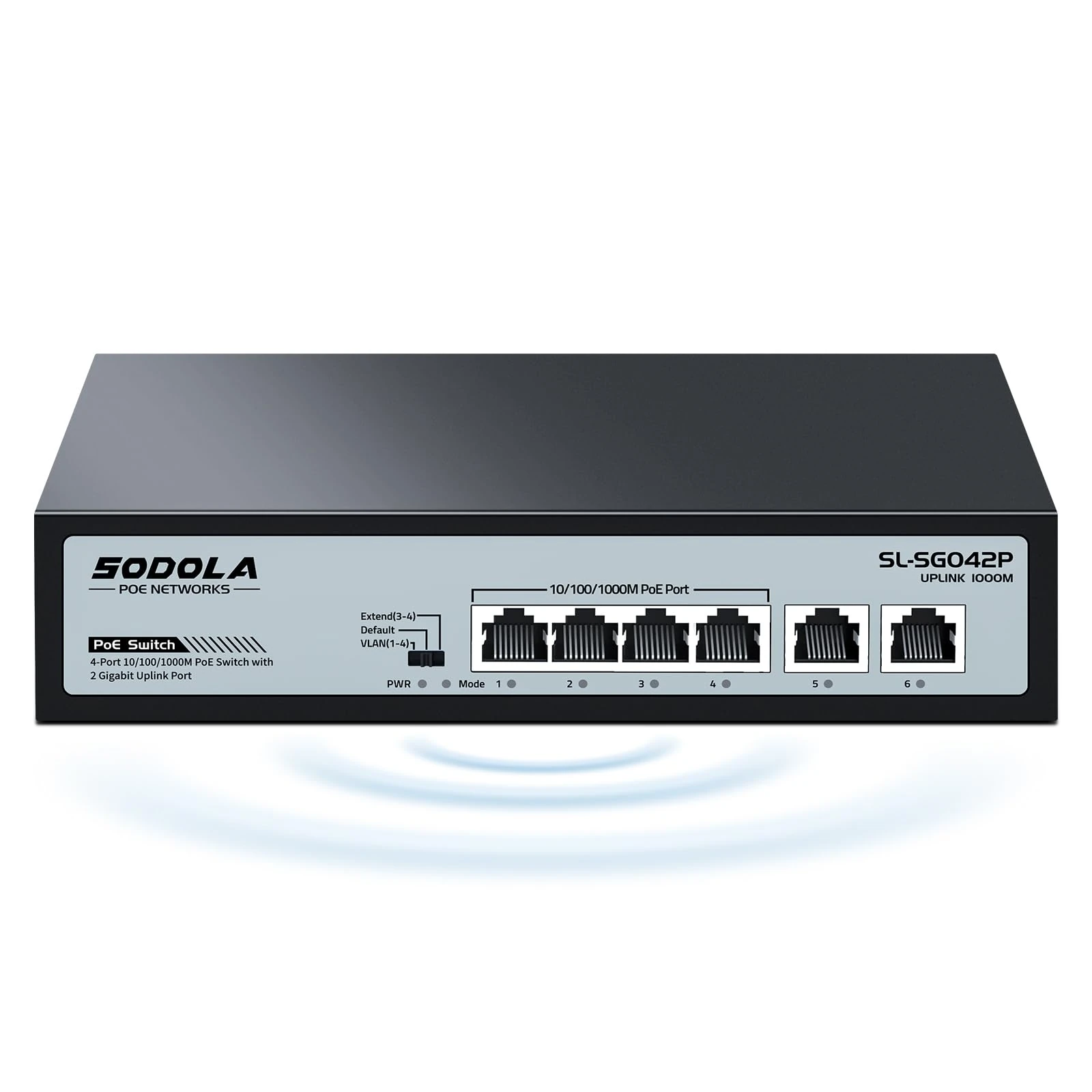 Sodola 6 Port Gigabit PoE Switch with 4 Port PoE+, 802.3af/at 65W Total Budget, 250m Long Range Ethernet Splitter, Fanless, Metal Case, Plug & Play, Desktop or Wall Mount, Ideal for IP Cameras & AP