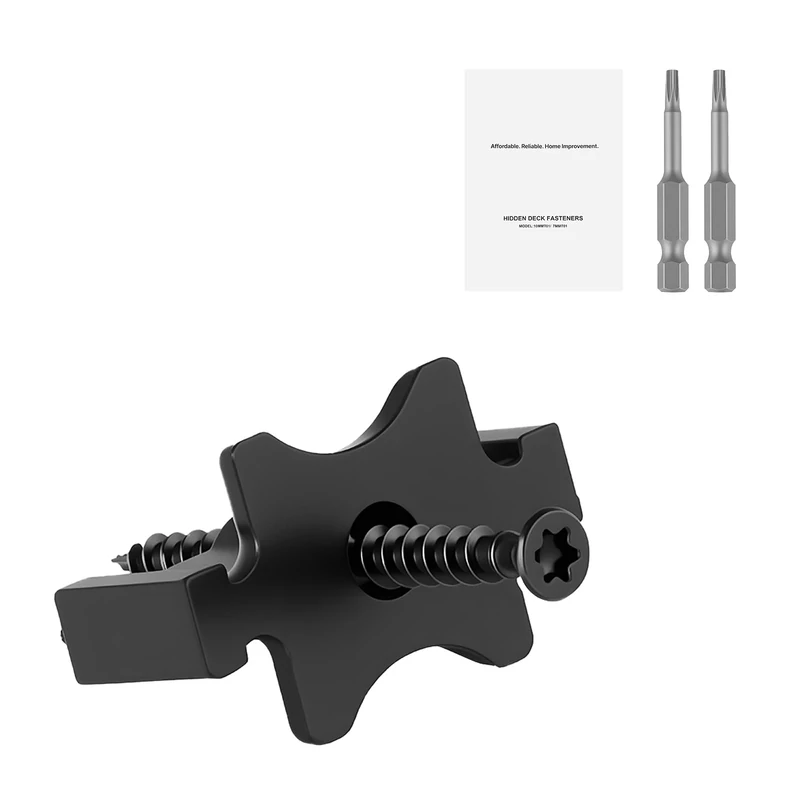 VEVOR 600PCS Hidden Deck Fasteners for Composite Decking Board, Universal Composite T Clips & Plastic Hidden Fasteners with Metal Screws,Polypropylene PP Clips Works with 6.5 mm Gaps, Black