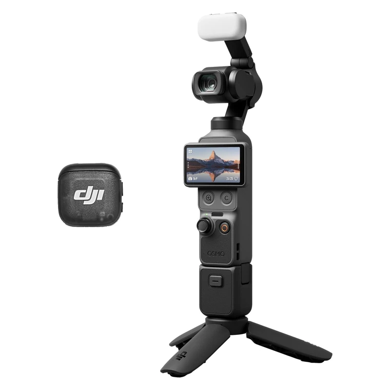 DJI Osmo Pocket 4 Creator Combo, Pocket Gimbal Vlog Camera, 1″ CMOS & 4K/240fps, 3‑Axis Stabilization, 2× Lossless Zoom, 107GB Built-in Storage, Mic 3 Transmitter, Fill Light, Osmo Mini Tripod