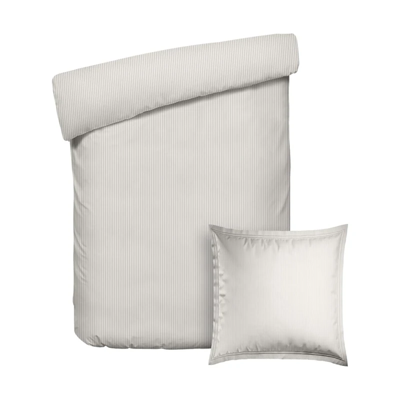 Pure Cotton 2-Piece Single Bed Linen – Duvet Cover 135 x 200 cm and Pillowcase 80 x 80 cm – 100% Cotton Percale, 80 Thread Count, 122 GSM – Breathable Oeko-TEX Certified – Horizon – Taupe - Image 1