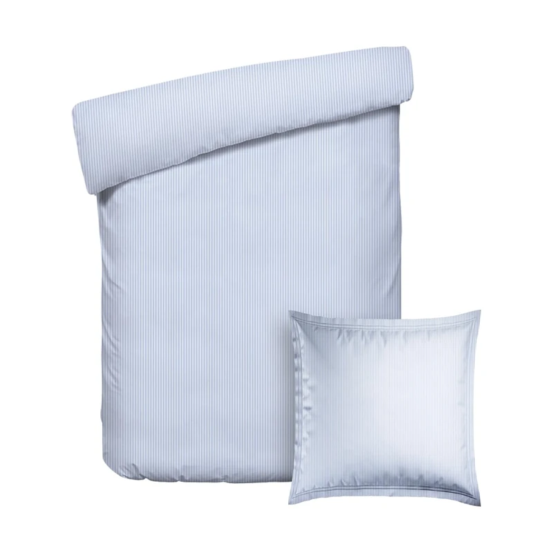 PURE COTTON 2-Piece Single Bed Linen – Duvet Cover 135 x 200 cm and Pillowcase 80 x 80 cm – 100% Cotton Percale, 80 Thread Count, 122 GSM – Breathable OEKO-TEX Certified – Horizon – Light Blue - Image 1