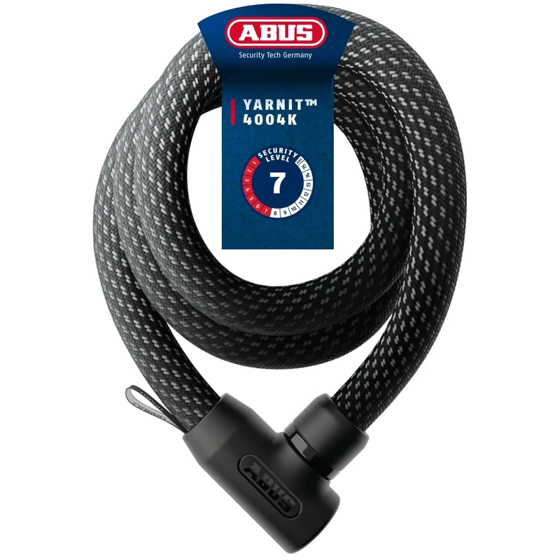 ABUS chain lock YARNIT 4004K - lightweight textile lock for security on bicycles and e-scooters - flexible bicycle lock with security level 7 - length 140 cm, black