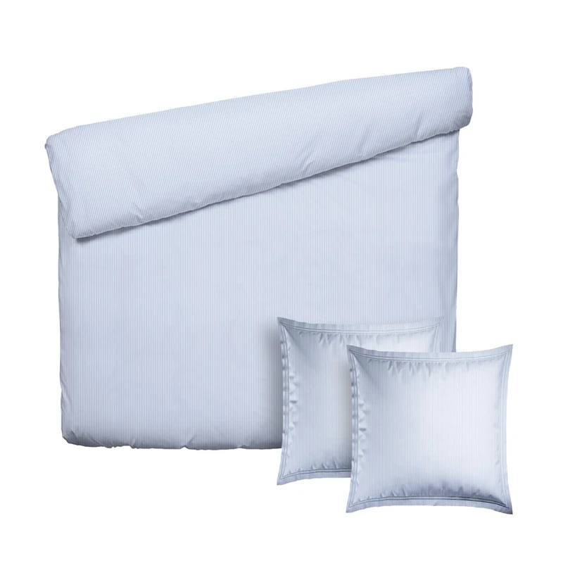 Pure Cotton 3-Piece Double Bedding Set - Duvet Cover 240 x 220 cm & 2 Pillowcases 63 x 63 cm - 100% Cotton Percale 80 Thread Count 122 GSM - Oeko-TEX Certified - Horizon - Light Blue