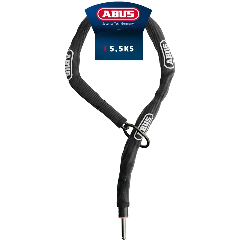 ABUS ADAPTOR CHAIN Classic 5.5KS frame lock insert chain – 5.5 mm thick steel chain with oval loop – bike lock for bikes and e-bikes – compatible with Alarmbox 2.0 – length 150 cm, black