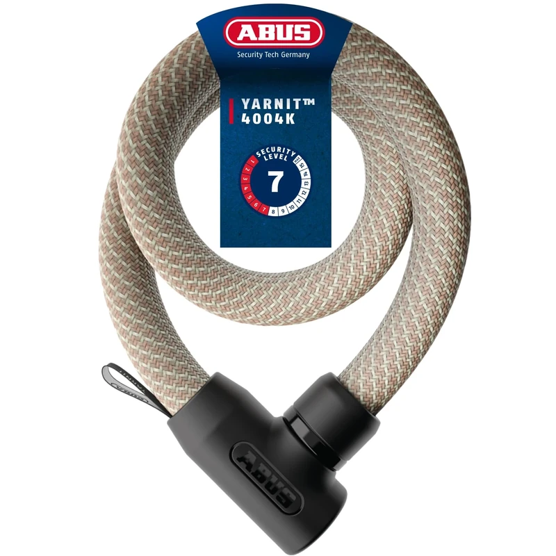 ABUS Chain Lock YARNIT 4004K – Lightweight Textile Lock for Security on Bicycles and e-Scooters – Flexible Bicycle Lock with Security Level 7 – Length 110 cm, Beige