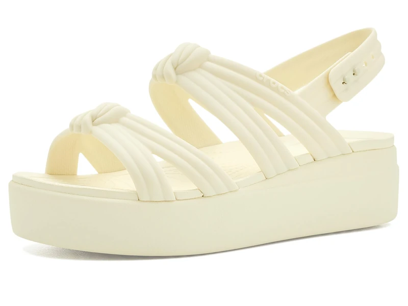 Crocs Women,Brooklyn Knot Low Wedge, Ivory, 3 UK Women - Image 1