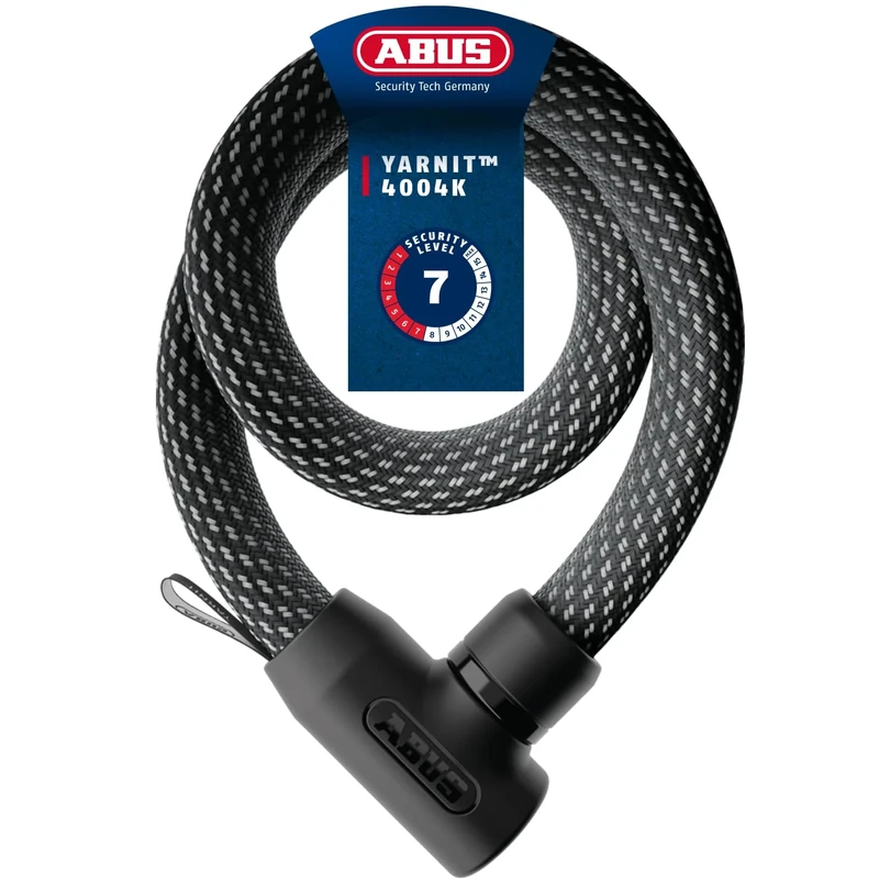 ABUS Chain Lock YARNIT 4004K – Lightweight Textile Lock for Security on Bikes and e-Scooters – Flexible Bike Lock with Security Level 7 – Length 110 cm, Black