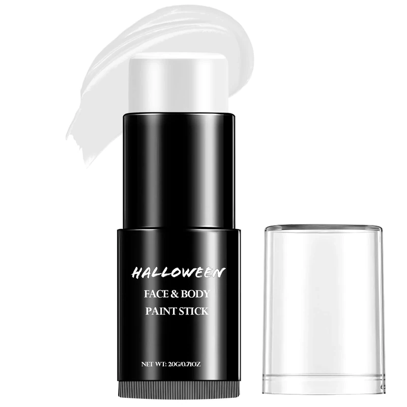 White Face Paint Pens - Halloween Makeup Stick Professional Kit Kids Adults, Face Paints Set for Zombie Skeleton Joker Clown,Body Eye Painting Make up for Fancy Dress Festivals Carnival Waterproof 20g