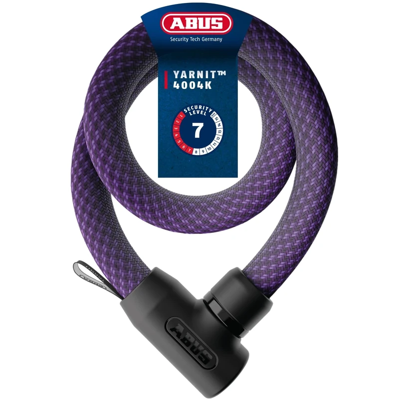 ABUS chain lock YARNIT 4004K – lightweight textile lock for security on bikes and e-scooters – flexible bike lock with security level 7 – length 110 cm, purple
