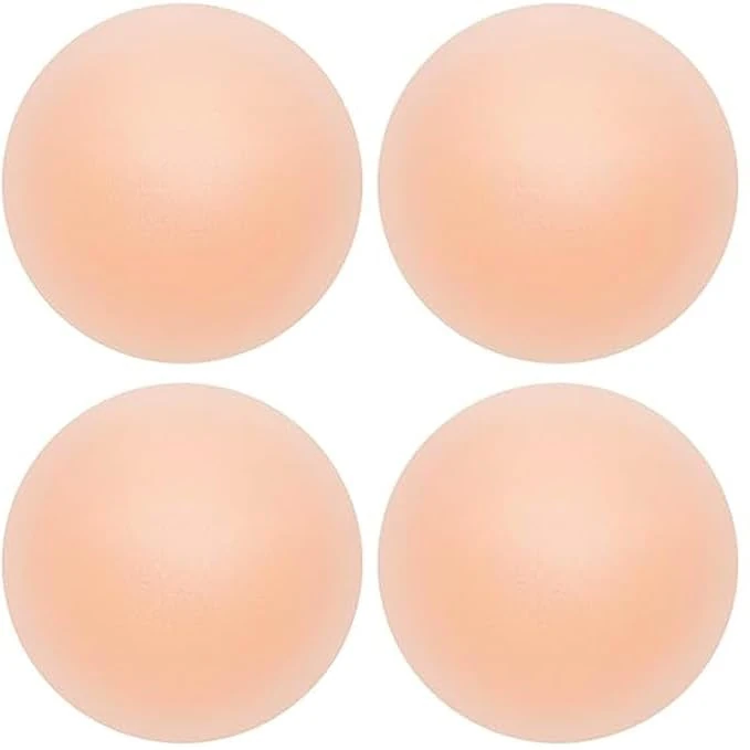 Nipple Covers 2 Pairs Silicone Breast Cover Invisible Nipple Pasties Adhesive Petal Pads Reusable Seamless Nip Covers For Party Dresses Beige