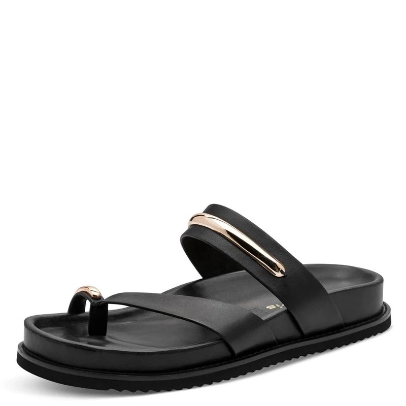 Tamaris Women's footbed mule leather flat black 5.5 UK - Image 1