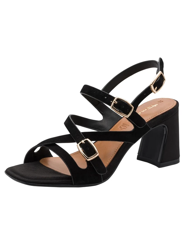 Tamaris Women’s sandal with block heel leather black 2.5 UK - Image 1