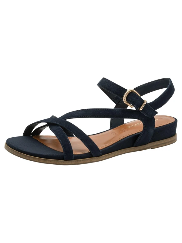 Tamaris Women’s leather sandal flat blue 7.5 UK