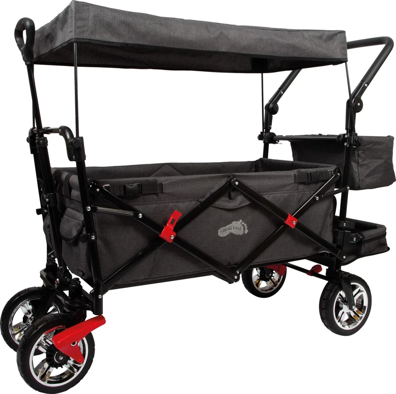 small foot Foldable Handcart w/removable roof, rain cover, parking brakes, adjustable handle, load limit 80 kg, 12729