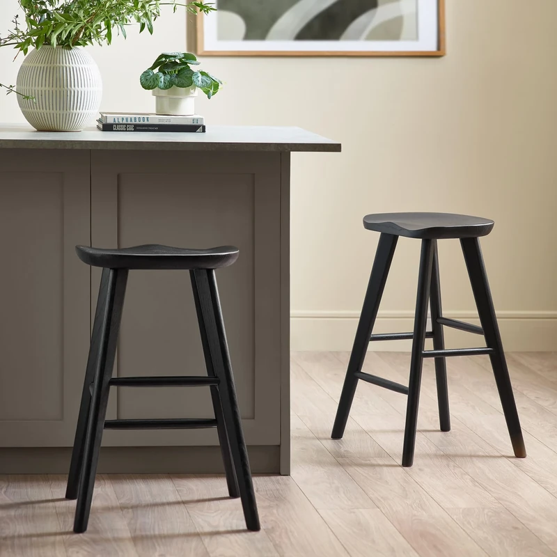 Julian Bowen Mulu Black Solid Oak Bar Stool