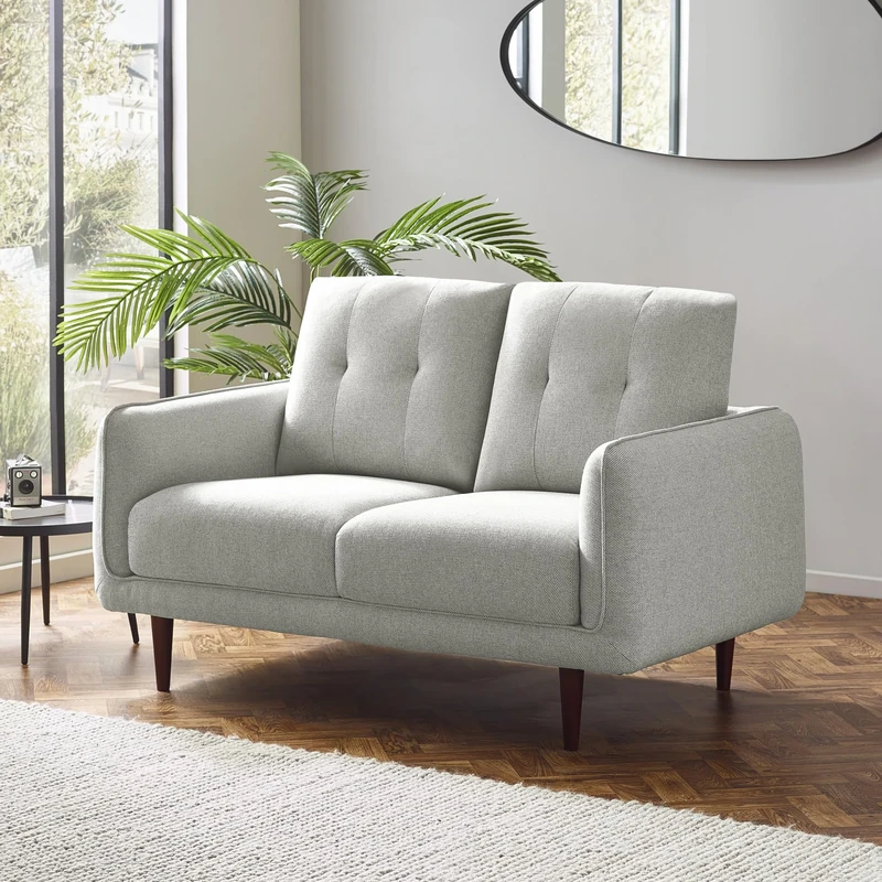 Julian Bowen Remy 2 Seater Light Grey Fabric Sofa