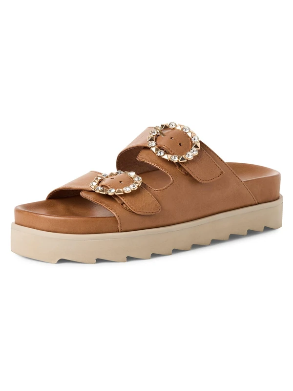Tamaris Women's footbed mule leather flat brown 7.5 UK - Image 1