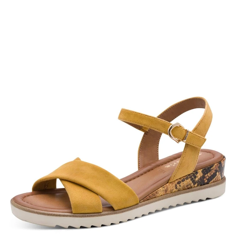 Tamaris Women’s sandal with wedge heel yellow 5.5 UK - Image 1