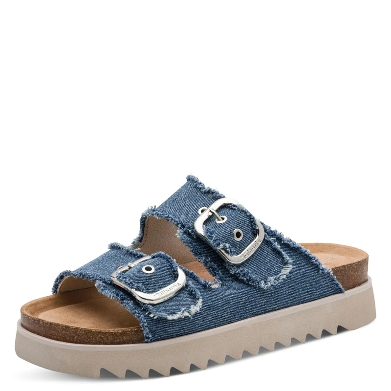Tamaris Women Footbed Slide with Cone heel blue 4 UK