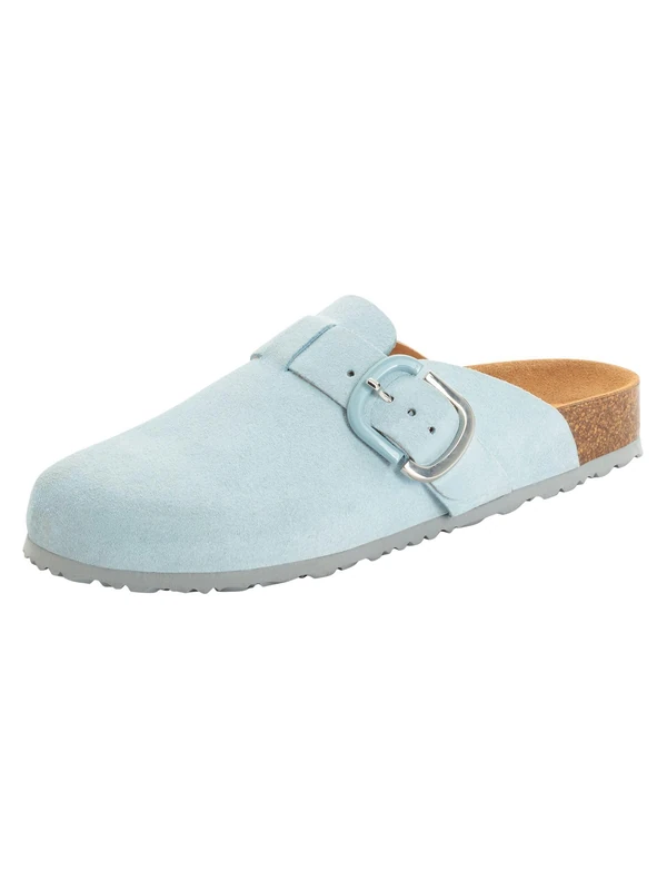 Tamaris Women's footbed mule leather flat blue 3.5 UK
