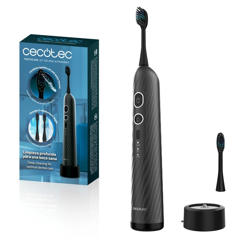 Cecotec Electric Toothbrush and Irrigator in One ToothCare Jet Splash UltraSonic. 60 ml Tank, Charging Base, 2 Functions, 3 Modes, 2 Heads, Autonomy 4 Weeks - Image 1