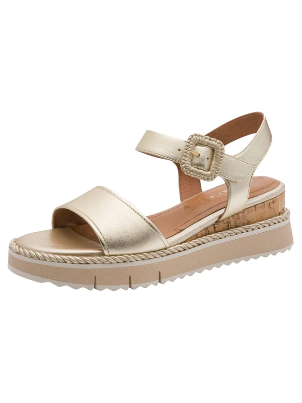 Tamaris Women’s sandal with wedge heel metallic 7.5 UK