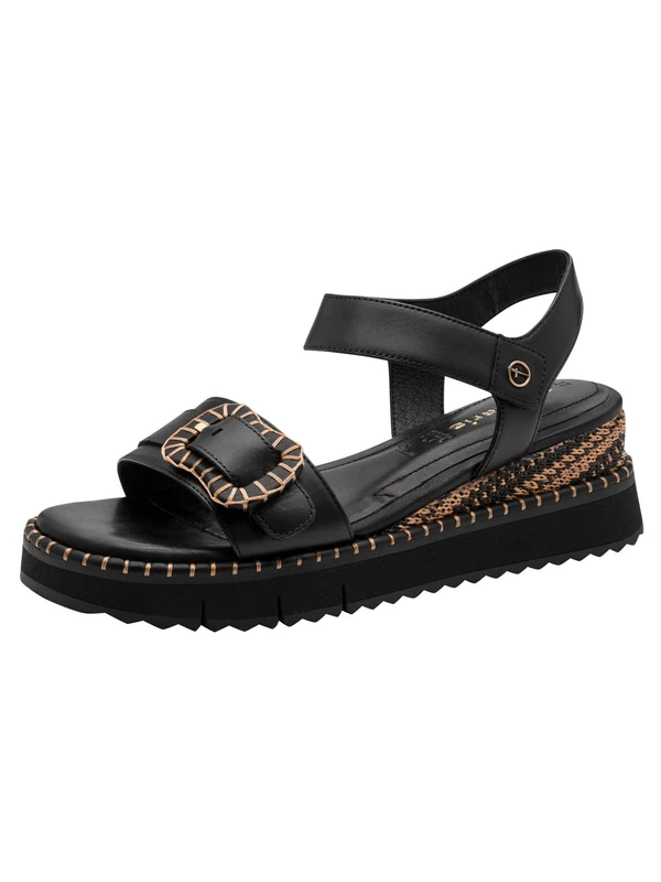 Tamaris Women’s sandal with wedge heel black 4 UK