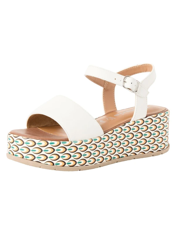 Tamaris Women’s sandal with wedge heel white 4 UK