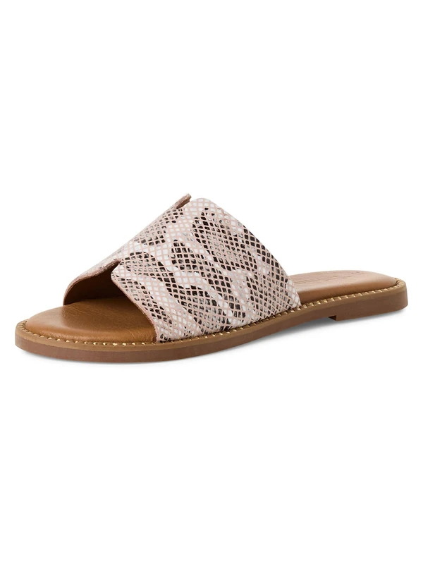 Tamaris Women's leather mules flat beige 5.5 UK