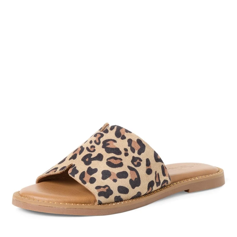 Tamaris Women's leather mules flat brown 4 UK