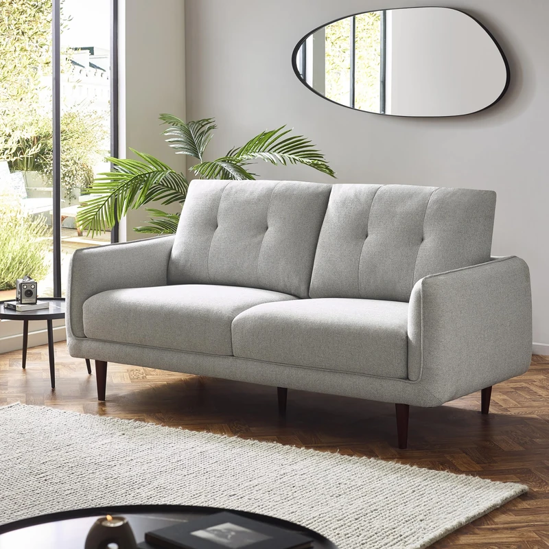 Julian Bowen Remy 3 Seater Light Grey Fabric Sofa - Image 1