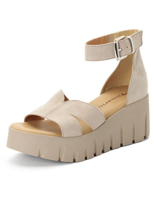 Tamaris Women’s sandal with wedge heel beige 6.5 UK